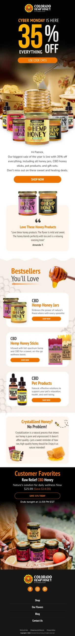 Email Designs 114 Enviary C2M1 Cyber Monday 35 Off All CBD Honey Free Shipping scaled Enviary